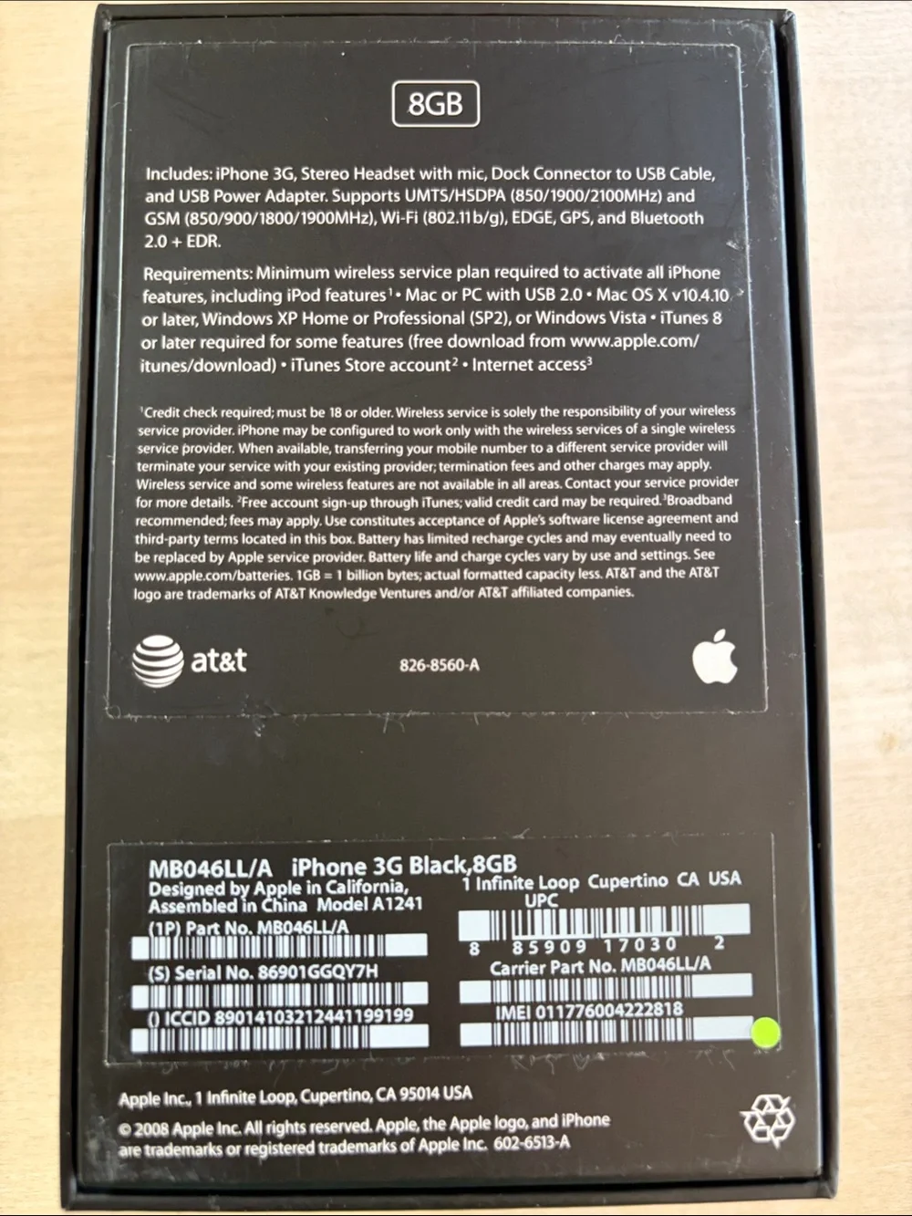 Apple iPhone 3G 16GB Black with Original Box